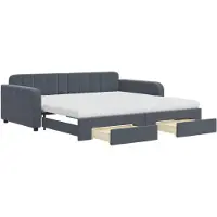 vidaXL Tagesbett Ausziehbar mit Schubladen Dunkelgrau 100x200 cm Samt