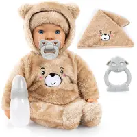 Bayer Design 94230AB Babypuppe, weint echte Tränen, mit Schlafaugen, weichem Körper, Zubehör, 42 cm - für Mädchen und Jungen