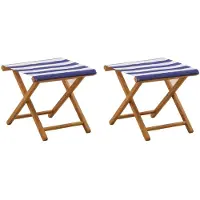 vidaXL Liegestuhl 2 stk. Massives Eukalyptus Holz Blau und Weiß