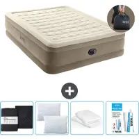 Intex Luftbett - 2 Personen - 152 x 203 x 46 cm - Beige - Inklusive Pumpe - Spannbettuch - Küssen - Reperaturset en Kissenschutz