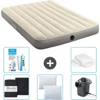 Intex Airbed - Doppelbett - 137 x 191 x 25 cm - Beige - Im Lieferumfang enthalten Spannbettuch - Küssen - Pumpe - Reperaturset en Kissenschutz