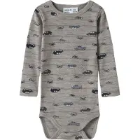 Name it Langarmbody "NBMWANG WOOL RIB LS BODY AOP NOOS" aus reiner Merinowolle, weich und wärmend