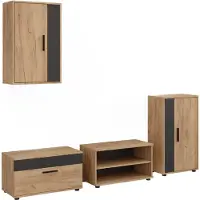 Vicco Wohnwand Berno Goldkraft Eiche/Anthrazit 4-teiliges Set, Model 59207