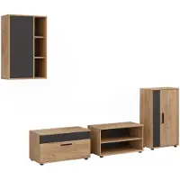 Vicco Wohnwand Berno Goldkraft Eiche/Anthrazit 4-teiliges Set, Model 59210