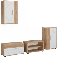 Vicco Wohnwand Berno Goldkraft Eiche/Weiß 4-teiliges Set, Model 59215