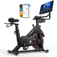 Merach Heimtrainer mit 21,5-Zoll-HD-Bildschirm, 16 automatischer Magnetwiderstand, dreh- und neigbarem Display, App-Kompatibilität, bis 150 kg