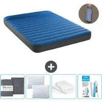 Intex Luftbett - 2 Personen - 152 x 203 x 22 cm - Blau - Inklusive Pumpe - Spannbettuch - Küssen - Reperaturset en Kissenschutz