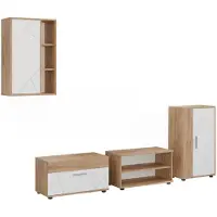 Vicco Wohnwand Berno Goldkraft Eiche/Weiß 4-teiliges Set, Model 59218