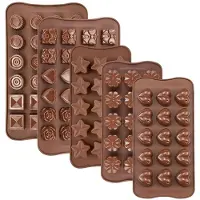 TAUOH 5 Silikon-Schokoladenformen für Pralinen, Snacks und Trüffel, 9 Formen, 93 Mulden, Auch für Kerzen, Seife und Wachsmelts Geeignet