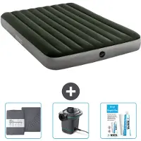 Intex Luftbett – 2 Personen – 152 x 203 x 25 cm – Grün – im Lieferumfang enthalten Spannbettuch - Pumpe en Reperaturset