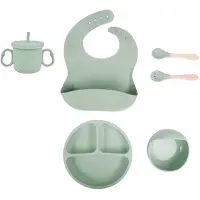 TAUOH Silicone Baby Feeding Set, Beikostbedarf für 6+ Monate Grün