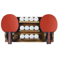 TAUOH Wandmontierter Tischtennisschlägerhalter in Kokosnussbraun mit Montageset für Spielzimmer