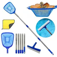 TAUOH Poolnetz mit Stangenreiniger, Skimmer-Reinigungsset für Eingelassene und Aufgeschüttete Pools, Geeignet für Garten, Terrasse und Park