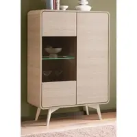 Furn.Design Vitrine Eiche natur skandinavisch 90 cm, Highboard mit Push-to-Open | Gr.: onesize