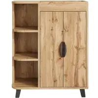 STILVORA Schuhschrank aus Spanplatte Natur 80x32x99 cm, schmal mit Ablagefach