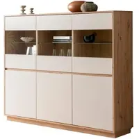 Furn.Design HIGHBOARD Kaschmir, Artisan Eiche 164 x 138 cm, Vitrine 6-türig mit Soft-Close