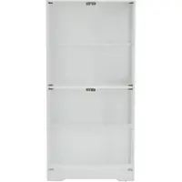 MODFU Glasvitrine MDF und Glas Weiß 80x35x165 cm mit LED-Beleuchtung, Bewegungssensor und Glastüren