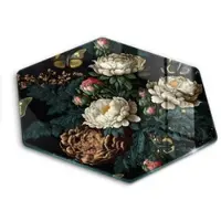 Wallfluent GLASPLATTE 40 cm Vintage Pfingstrosen Blumen