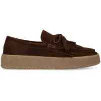 Manfield Braune Veloursleder-Loafer mit Fransen | Größe 42