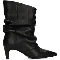 Manfield Schwarze Slouchy Boots aus Leder mit Absatz | Größe 40