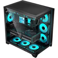 Hiditec H3 PRO, Midi Tower, PC, Schwarz, Transparent, ATX, micro ATX, ITX, BTF, Gehärtetes Glas, Multi