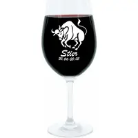Glaskoch B. Koch jr. GmbH + Co. KG Leonardo Weinglas 400 ml, Motivglas, Sternzeichen Stier, Geschenk, Stimmungsglas mit Gravur, Moodglas, 22 cm