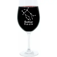 Glaskoch B. Koch jr. GmbH + Co. KG Leonardo Weinglas 400 ml, Motivglas, Sternbild Zwillinge, Geschenk, Stimmungsglas mit Gravur, Moodglas, 22 cm