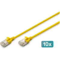 Digitus CAT 6A F-FTP Slim Patchkabel, Kupfer, LSZH AWG 32/7, Länge 2 m, Gelb, 10 Stk.