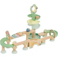 Sunny Murmelbahn aus Holz für Babys in Pastellfarben | Kugelbahn mit Xylophon und Spiralturm - inkl. 4 Kugeln | Montessori Spielzeug für Kleinkinder