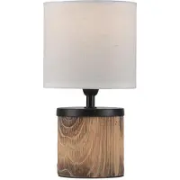 JUST LIGHT LED Tischlampe Root Holzdekor, Textilschirm weiß 26cm Wohnzimmer, Esszimmer, Küche, Flur, Büro