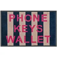 Giftcompany Gift Company Fußmatte Washables Phone Keys Wallet, waschbare Türmatte, Polyamid, Gummirücken, Blau, Beige, 75 x 50 cm, 1022401052