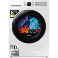 Samsung DV80DG52B0AHET, Freistehend, Frontlader, Wärmepumpe, Weiß, Drehregler, Berührung, Rechts