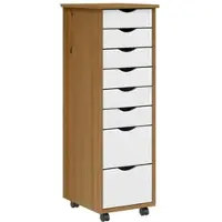 Helloshop26 - Rollbarer Aufbewahrungsschrank mit großem Fassungsvermögen 34 x 39 x 103 cm aus honigbraunem Kiefernholz 02_0057656