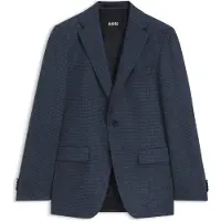 BOSS Gemusterter Slim-Fit Blazer aus Woll-Kaschmir-Mix Grösse 56