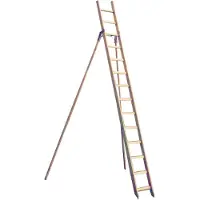 Proregal Gartenleiter mit Eschensprossen Germany | 24 Sprossen | 6,9m Länge | Holzleiter Klappleiter