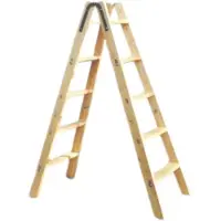 Proregal Maler-Stufenleiter mit Werkzeugtasche Germany | 2x4 Stufen | 1,18m Länge | Eimerhaken | Holzleiter Klappleiter