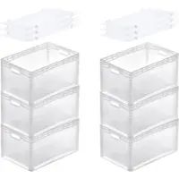 Proregal MegaDeal 6x Transparenter Eurobehälter LightLine mit offenem Griff und Scharnierdeckel | HxBxT 32x40x60cm | 66 Liter | Eurobox