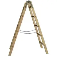 Proregal Sprossenstehleiter Made in Germany | 2x15 Sprossen | 4,3m Länge | Eimerhaken | Holzleiter Klappleiter