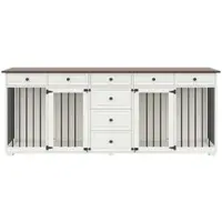Merax Hundekäfig Möbel 200x60x85cm TV-Schrank Walnuss