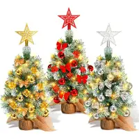 Yakimz Mini Weihnachtsbaum mit 30 warmweiß LEDs 8 Licht Modi,Tannenbaum mit Stern-Baumspitze und Deko Batterie betrieben,Advent, Weihnachten,Gold