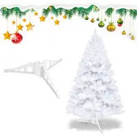 HENGDA 120cm Künstlicher Weihnachtsbaum, Tannenbaum mit Metallständer, Christbaum 220 Spitzen PVC Nadeln, Kunstbaum Weihnachten Klappsystem Weiß