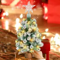 Jayseuw Künstlicher LED Weihnachtsbaum Tannenbaum 40 cm Christbaum Beleuchtet Weihnachtsdeko Dekobaum Lichterbaum,Silber