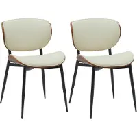 BellaFurn 2-teiliges Set Besucherstühle – Loungesessel – Pflegefreundliches Kunstleder | Farbe: Walnuss/Creme | Material: Kunstleder