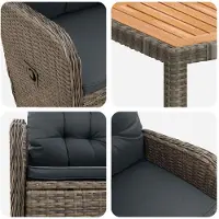 vidaXL Outdoortisch-Set 9 stk. Hellgrau und Dunkelgrau