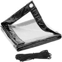 BellaFurn Wasserdichte PVC-Plane mit Ösen und Seil 3x3 m | Transparent + Schwarz | 3x3 m
