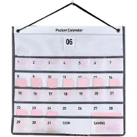 Gistuch Taschenkalender zum Aufhängen an der Wand, Vlies, monatliche Aufbewahrungstasche für Schlafzimmer, Wohnzimmer, Büro, 44 x 42 cm, Weiß