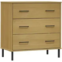 vidaXL Sideboard OSLO mit 3 Schubladen Braun 77x40x79,5 cm Massivholz