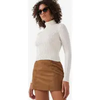 Big Dart Strickpullover mit Struktur und Stehkragen, cropped