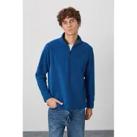 Tommy Life Herren Plüsch Halb-Reißverschluss Sweatshirt