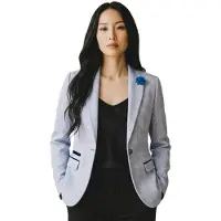 Cavani Damen-Blazer mit blauem Karo-Woll-Mix aus Fischgrät-Tweed – Caridi